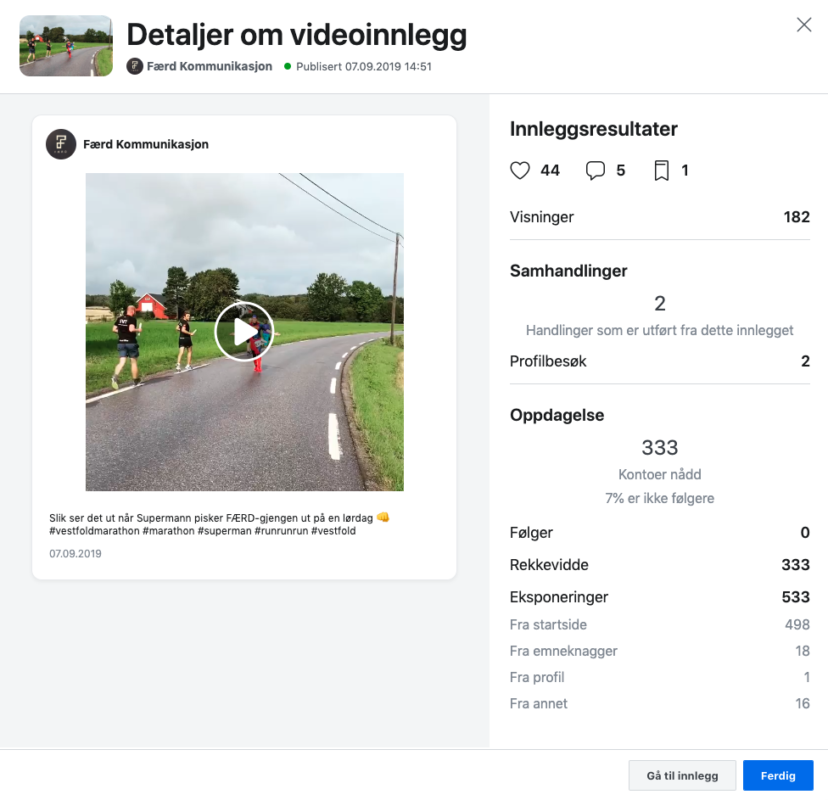 Detaljer om innlegg Instagram