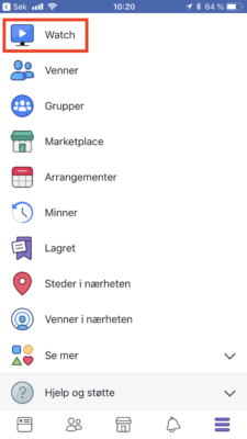 Facebook Watch ikon på en iPhone