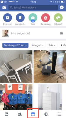 Facebook Marketplace på iPhone