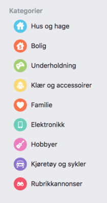 Facebook marketplace kategorier