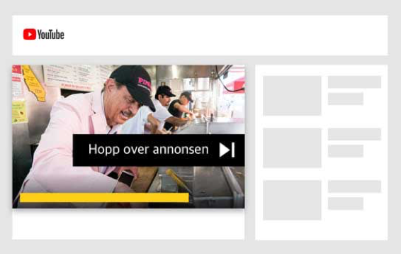 annonsering på google -banner som viser hvordan annonser på youtube ser ut
