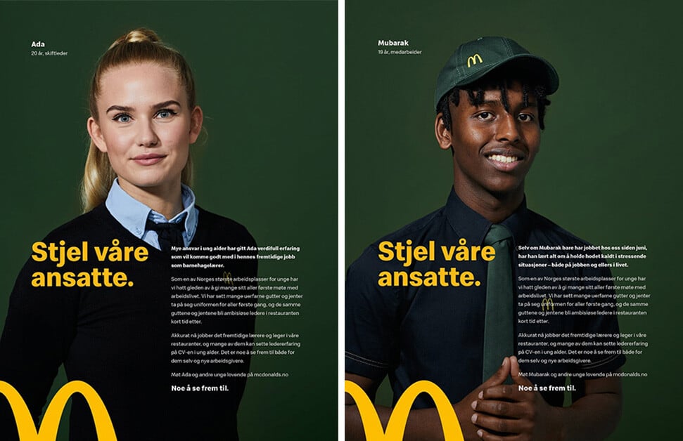 Employer branding-kampanjen "Stjel våre ansatte", utviklet av Nord DDB